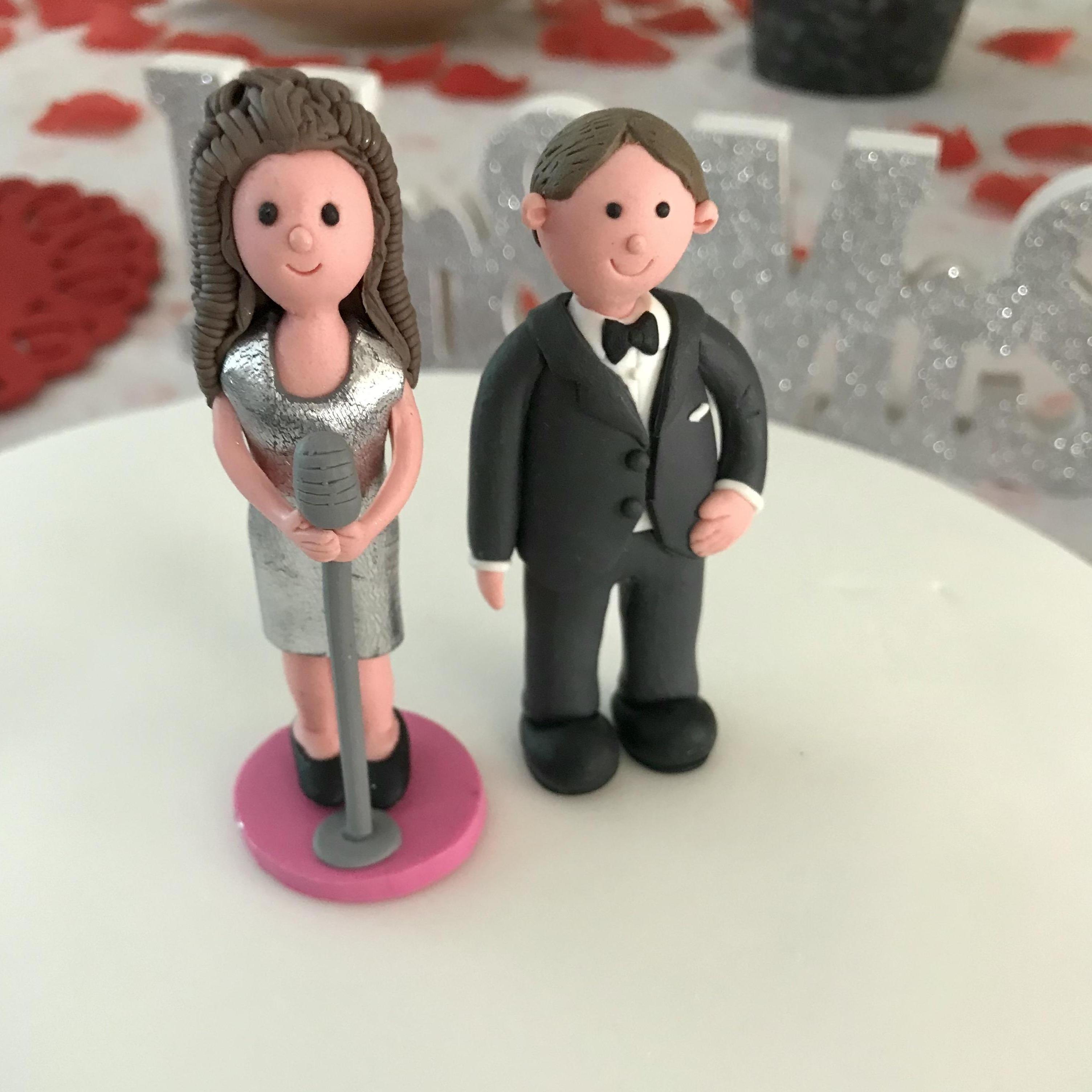 Our gorgeous cake toppers; I love how Roger chose the one with the microphone similar to what I use as a vintage singer
August 2021