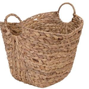 Household Essentials ML-4002 Tall Water Hyacinth Wicker Basket with Handles | Natural, Brown, Natural