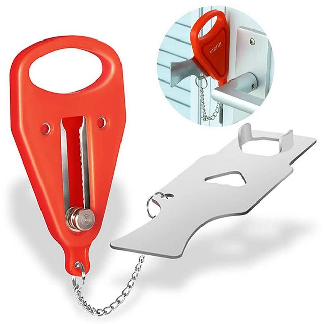 Home Security Door Lock, VIRIDI Portable Travel Doorlocks for Airbnb Hotel Room Bedroom Add Extra Safety Privacy Solid Removable No Drill Door Jammer Latch for House Apartment School Selfdefense Item
