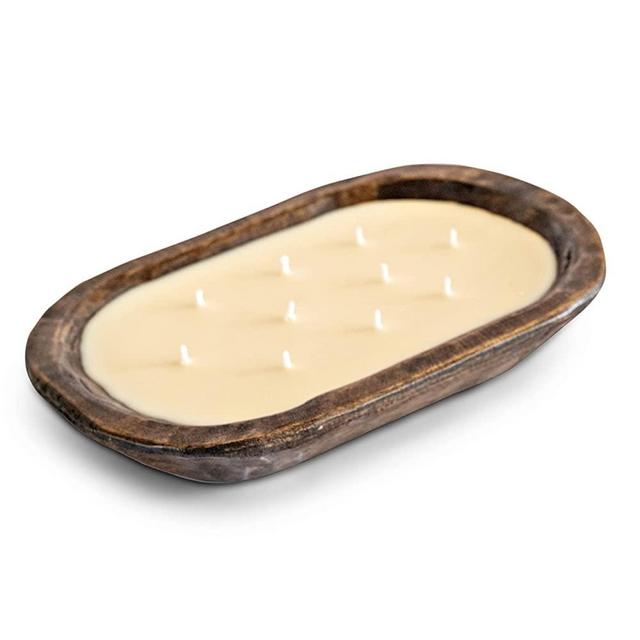 Wooden Dough Bowl Candles 10x14 Inch, Wooden Dough Bowl Soy Candle, Farmhouse Dough Bowl Candles for Table, Wooden Bowl Candle Boat, Wooden Candle Bowl, Bread Bowl Candle, Wood Dough Bowl Candle