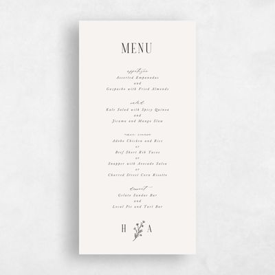 Beige Wedding Menu - Nydia