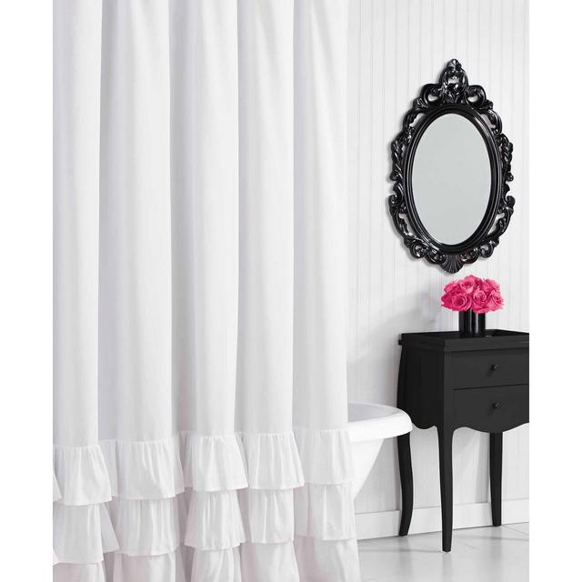 Betsey Johnson Solid Ruffled Shower Curtain