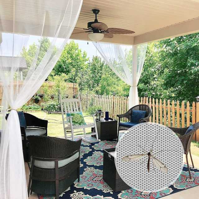 RYB HOME 2 Panels Garden Netting Size Adjustable Porch Screen Mesh Outdoor Curtains Lightweight Mosquito Curtains for Patio Gazebo Pool Hut Bug Netting, White, 59 inches Wide x 120 inches Long