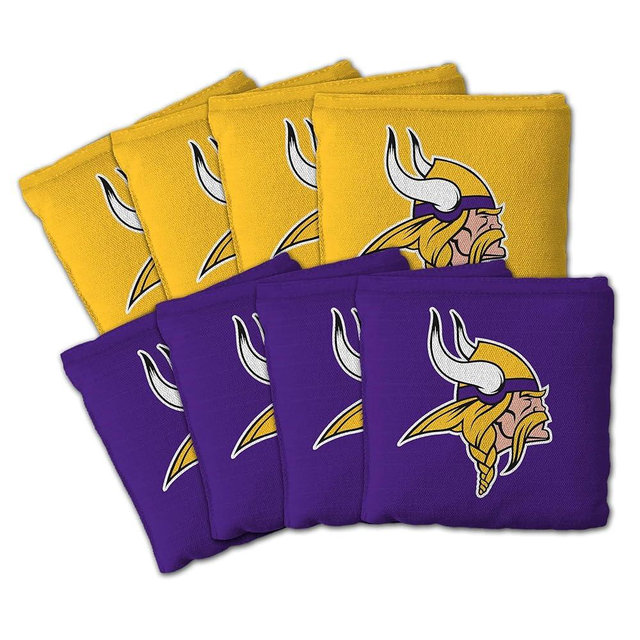 YouTheFan Officially-licensed NFL Set of 8 Cornhole Bags - All Weather Dual Sided Slide & Stop - regulation size