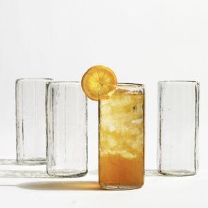 TALL Hammered Café Drinkware Collection - Set of 4 - Clear