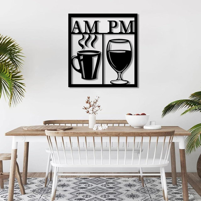 Sungang Metal Wall Art, Am Coffee Pm Wine Wall Art, Bar Sign, Coffee Wall Art, Am Pm Coffee And Wine Sign, Bar Signs For Home Bar, For Bar Coffee Shop Liquor Storefront Coffee Shop Decor