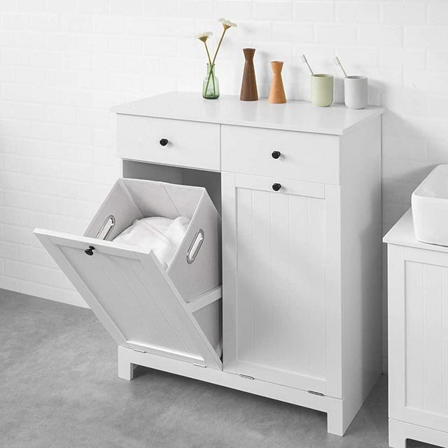  Haotian BZR33-W, White Bathroom Laundry Cabinet with 2