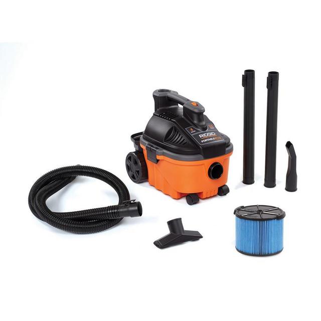 4 Gallon 5.0-Peak HP Portable Wet/Dry Shop Vacuum with Fine Dust Filter, Hose and Accessories