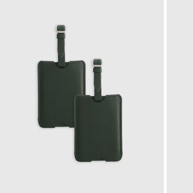 Nappa Leather Luggage Tag (2-Pack) in Dark Green