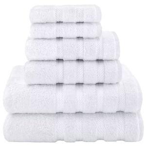 American Soft Linen Luxury Turkish 6 Piece Towel Set, 100% Cotton Soft Absorbent Bath Towels for Bathroom