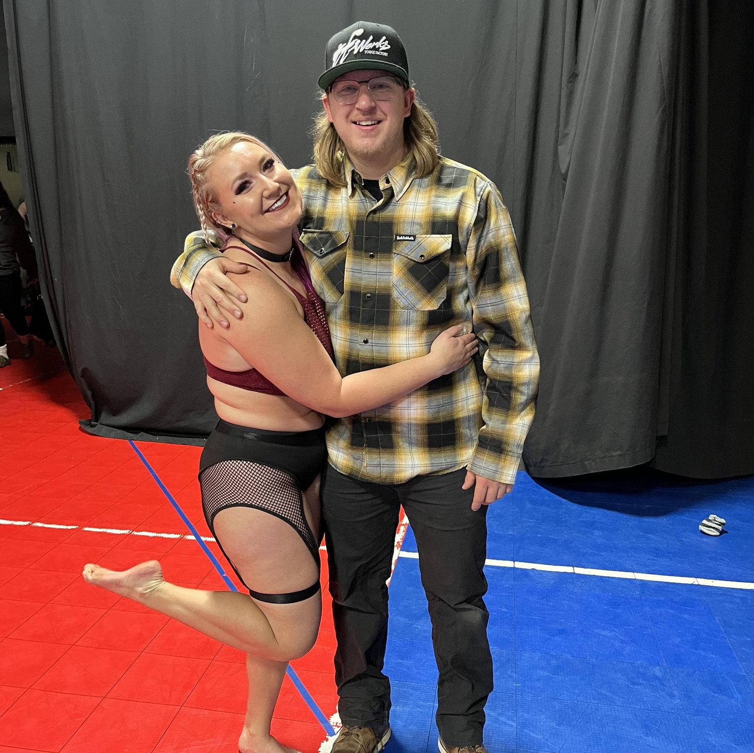 Supporting Maggie's aerial dance performance