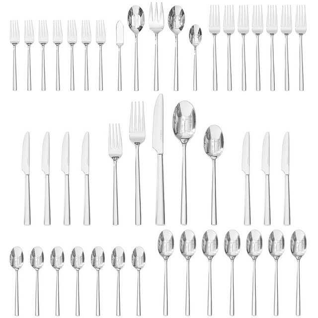 KINGSTONE Silverware Set with Serving Utensils, 45-Piece Forged Flatware Set Cutlery Set Premium Stainless Steel, Service for 8, for Kitchen, Home, Wedding, Party, Mirror Polished and Dishwasher Safe