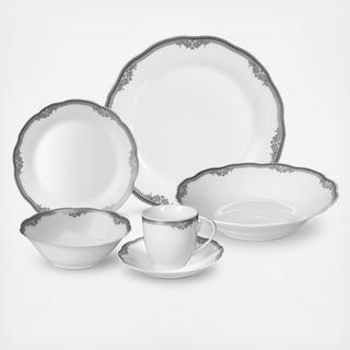 Elizabeth Design 24-Piece Porcelain Wavy Edge Dinnerware Set, Service for 4