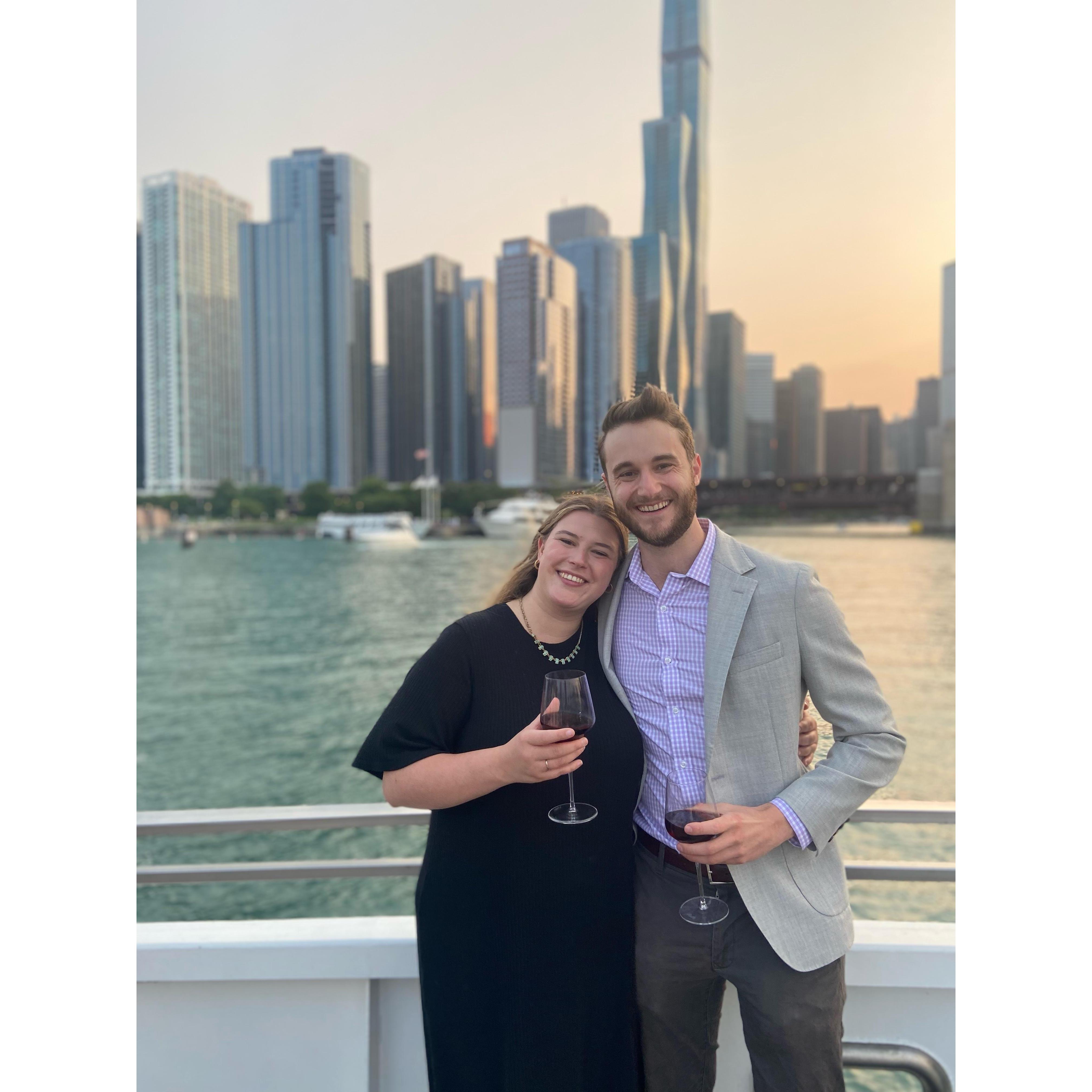 On a sunset cruise on the Chicago River (Summer 2021)
