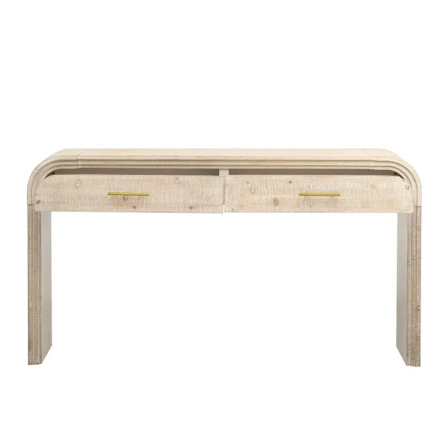 NicBex 59.05"Console Table with 2 Drawers Farmhouse Sofa Table with Metal Handles for Entryway,Living Room,Natural