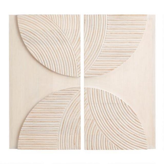 White Carved Wood Diptych Wall Decor 2 Piece