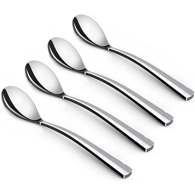 Coffee Spoons ,4-Piece GLAMFIELDS 6.1" Teaspoons with a Long Handle, Demitasse Espresso Spoons Set Food Grade Stainless Steel Small Serving Spoons for Dessert