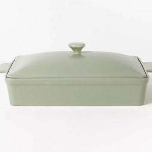 4qt Stoneware Rectangle Baking Dish with Lid