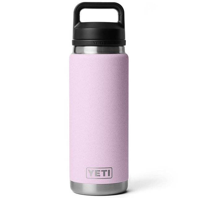 YETI Rambler 26 oz Bottle, Leakproof, Vacuum Insulated, Stainless Steel with Chug Cap, Cherry Blossom - Textured