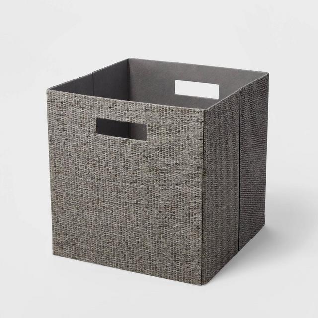 13" x 13" Fabric Bin Woven Texture Gray - Brightroom™