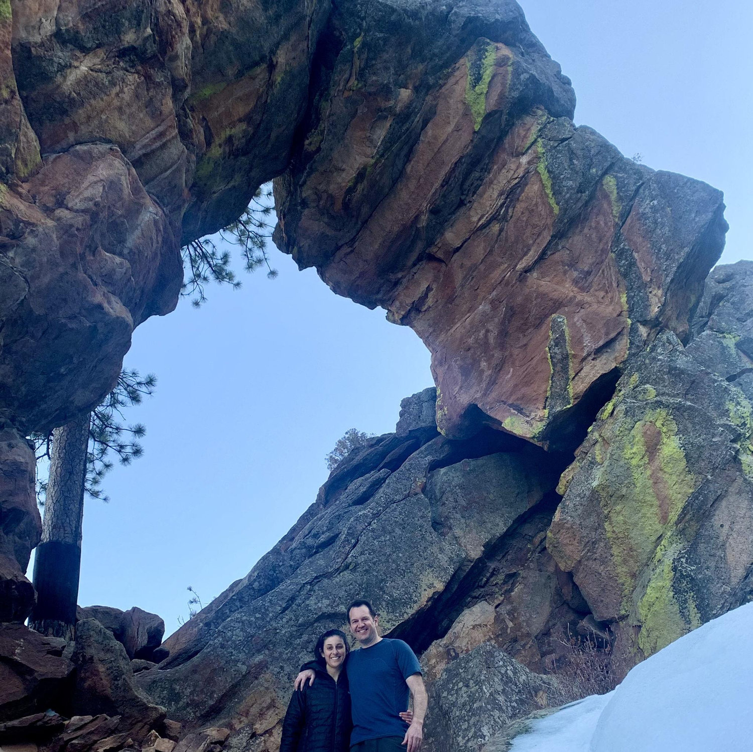 Our first pictures together hiking Royal Arch trail on a snowy winter day! Bret bought hiking spikes for Natalie's shoes and helped her along slippery spots for her first snowy and icy hike!