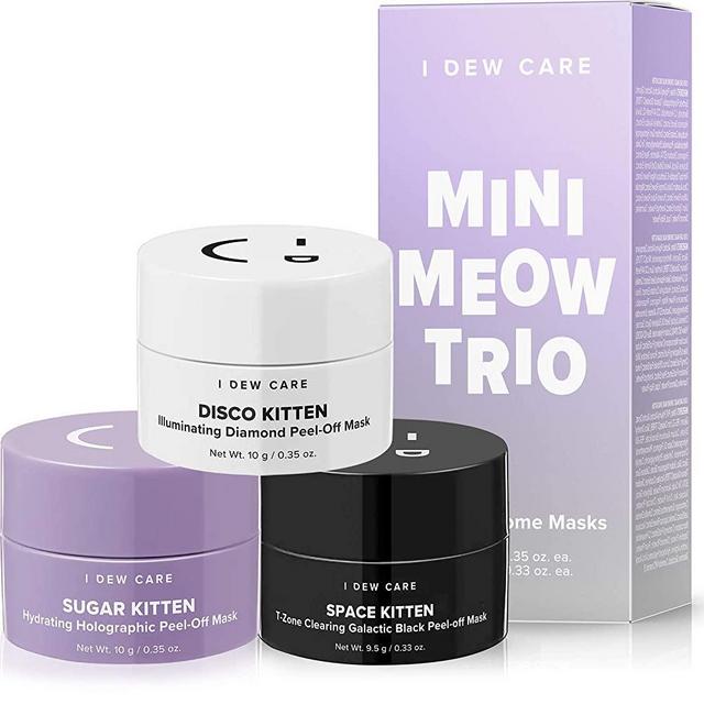 I DEW CARE Mini Meow Trio | Peel Off Face Mask Set: Hydrating Mask, Illuminating Mask, Exfoliating Mask | Korean Skincare, Facial Treatment, Cruelty-Free, Gluten-Free, Paraben-Free