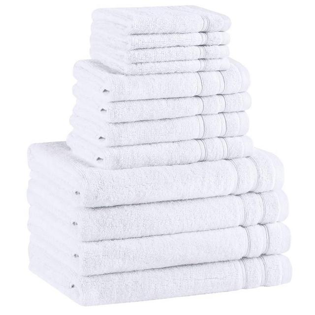 Comfort Spaces Towel Set for Bathroom 12 Piece Luxury Bath Towel Set 4 Hand Towel for Bathroom 4 Washcloth 4 Large Bath White Towel Sets 100% Cotton Quick Dry Towel Zero Twist Soft Lightweight Hotel