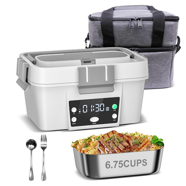 Cordless Electric Lunch Box for Work – 16000mAh Battery Powered Self Heating Food Warmer, 1.6L Portable Heated Lunchbox for Truck Drivers, Construction & Outdoor Use