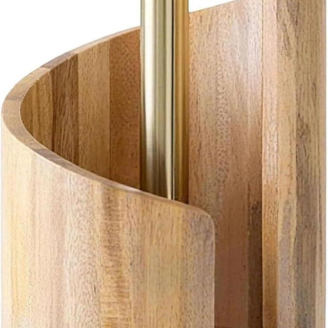 2026 New Mountain Paper Towel Holder Countertop,Natural Mango Wood Round Base and Iron Holder, Wooden Paper Towel Holder for Kitchen Roll Organize Dining Table Home Decor-7-14 Days delivery (Wood-1)