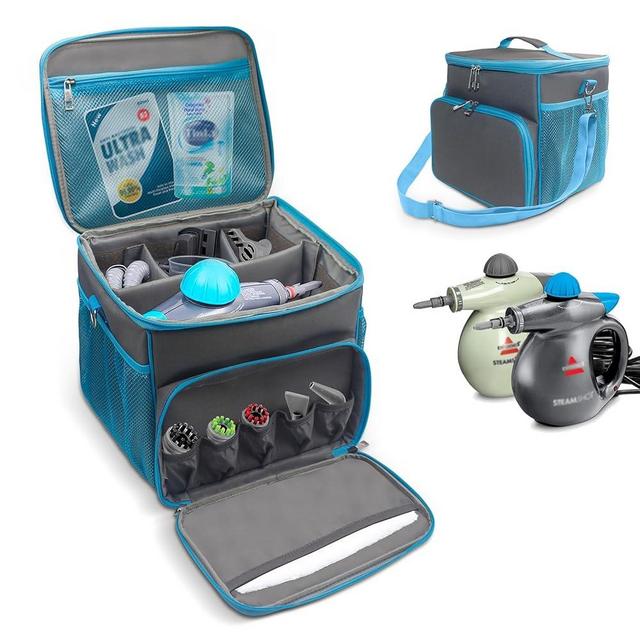 Carry Bag for Bissell SteamShot Steam 39N7V/39N7A Cleaner, Handheld Steam Cleaner attachments, Adjustable Compartments Large Storage Bag for bissell steamshot accessories, Bag Only (Gray & Blue)