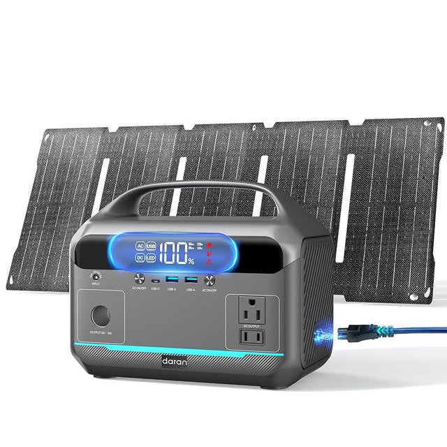 Portable Power Station with Solar Panel 90,000mAh,LiFePO4 Battery 350W(600W Surge) AC Outlets Electric Camping Generator,Portable Charger Solar Power Bank Ideal for Home,Outdoor Camping RVs Emergency