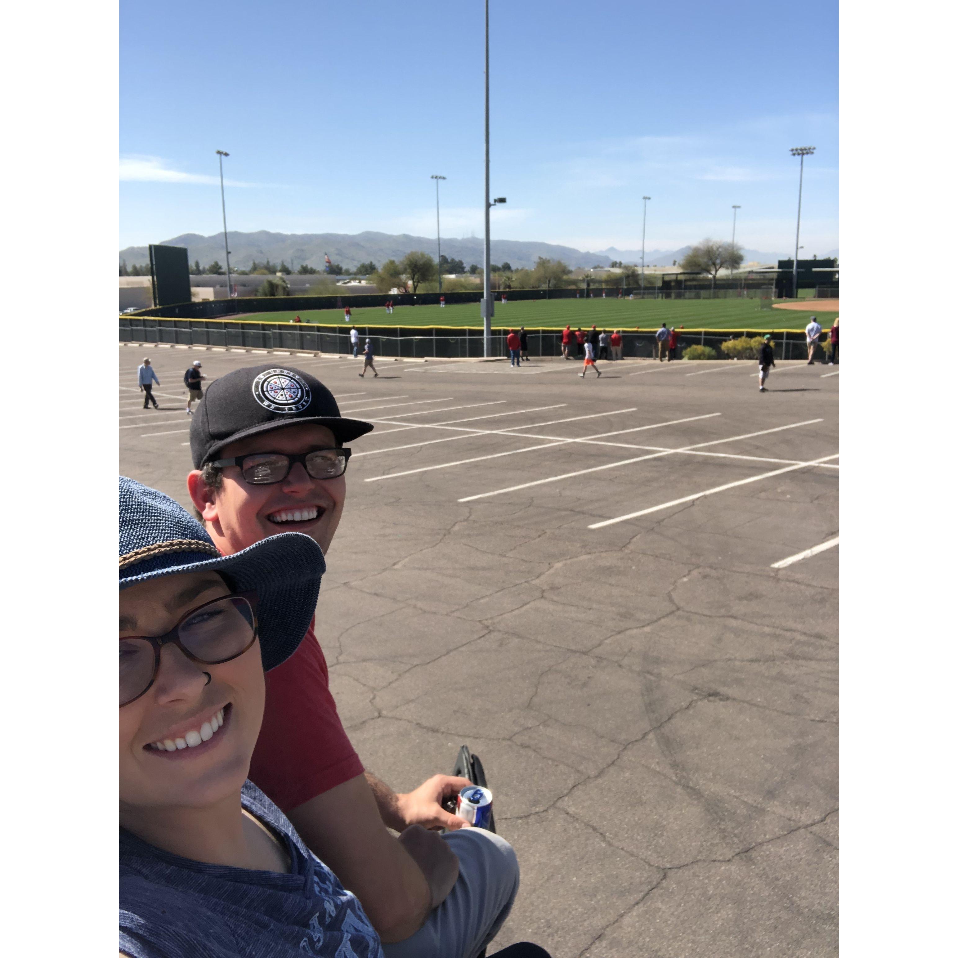 The view from the roof of Big Mama watching the Angel's preseason game from the parking lot