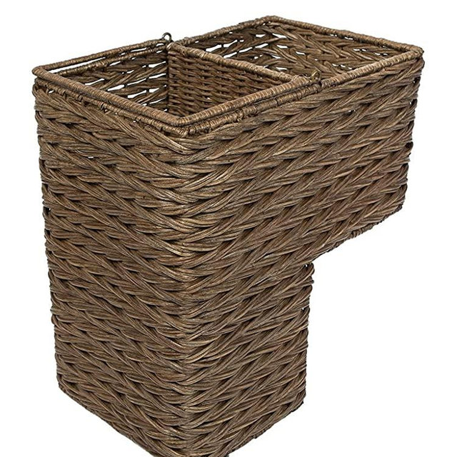 KOUBOO 1060100 Sweater Weave Handwoven Wicker Stair Step Basket, 15" x 9.5" x 16", Coffee Brown