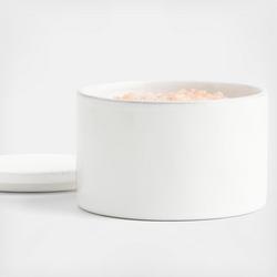 Ena White Salt cellar with Spoon | Crate & Barrel