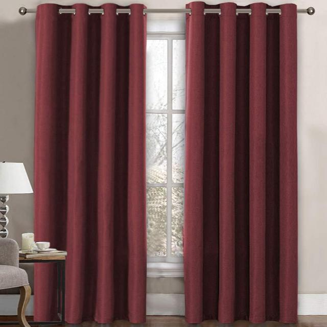 Linen Curtains Room Darkening Light Blocking Thermal Insulated Heavy Weight Textured Rich Linen Burlap Curtains for Bedroom / Living Room Curtain, 52 by 108 Inch - Burgundy (1 Panel)