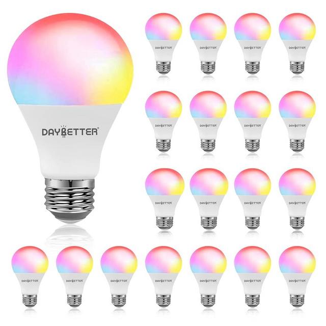 DAYBETTER Smart Light Bulbs, RGBCW WiFi Color Changing Led Bulbs, Smart Bulbs That Work with Alexa & Google Assistant, A19 E26 9W 800LM Multicolor Led Light Bulb, Led Ceiling Fan Light Bulbs, 20 Pack