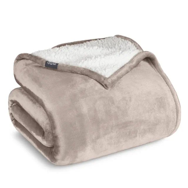 Pebble Throw/Travel Faux Shearling Fleece Blanket by Bare Home