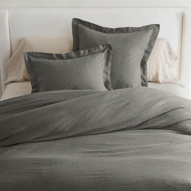 Heathered Charcoal Belgian Flax Linen Duvet Cover, King/Cal. King