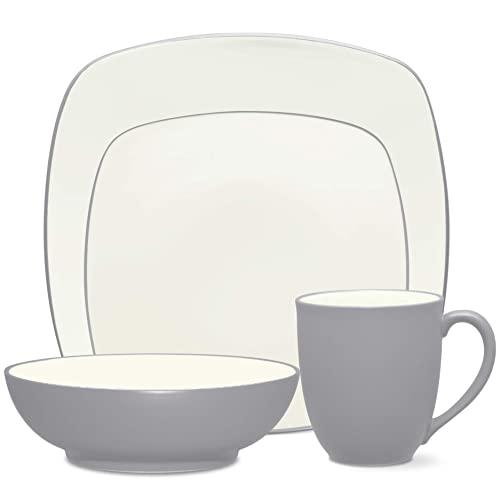 Noritake Colorwave Slate 4-Piece Square Place Dinnerware Setting in Grey/Slate