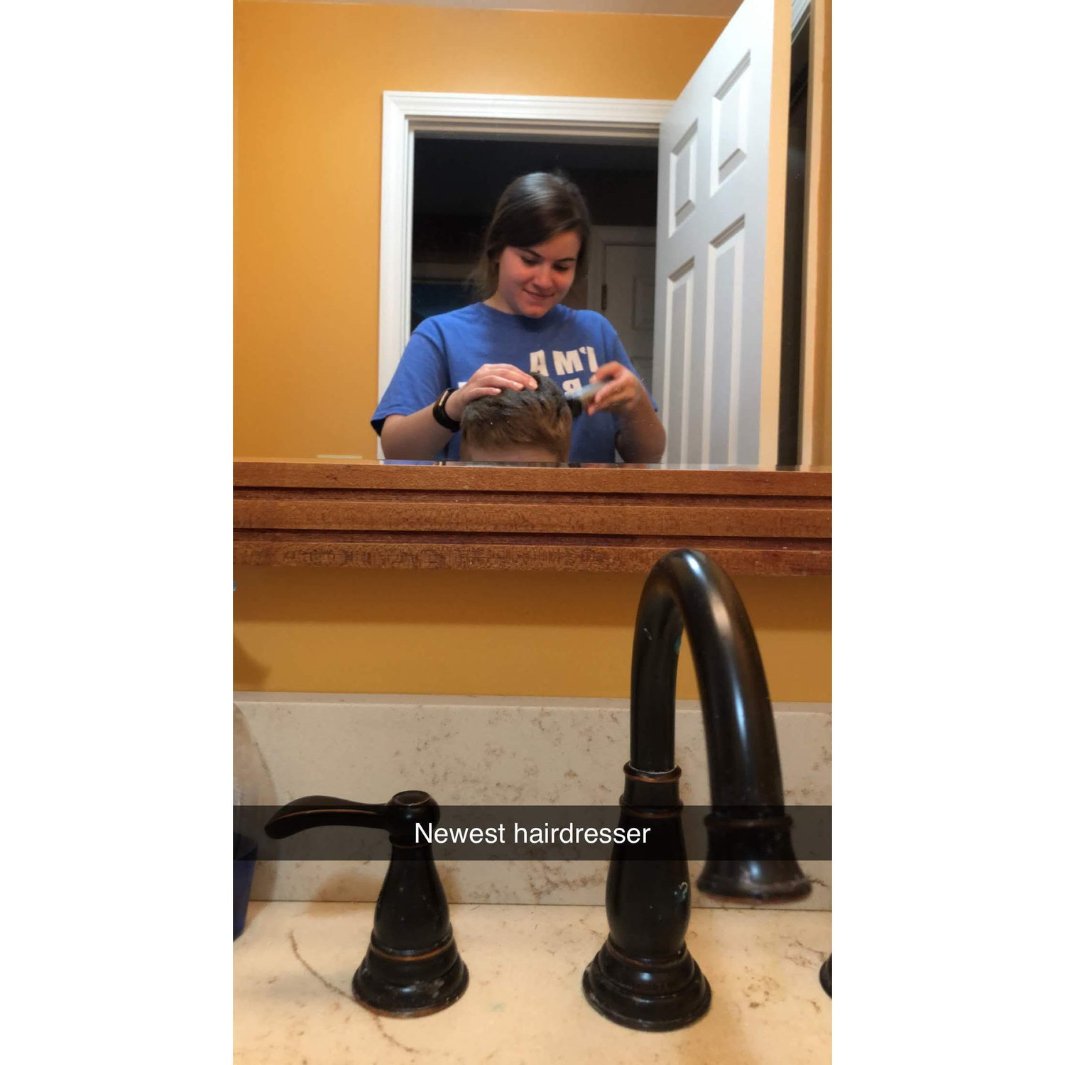 Casie buzzed his head right after this COVID haircut from Julia