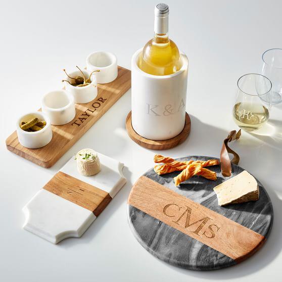 Wood and Marble Round Cheese Board