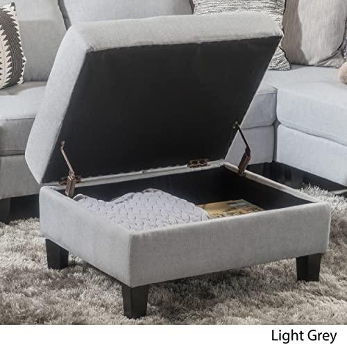 Christopher Knight Home Zahra Fabric Storage Ottoman, Light Grey