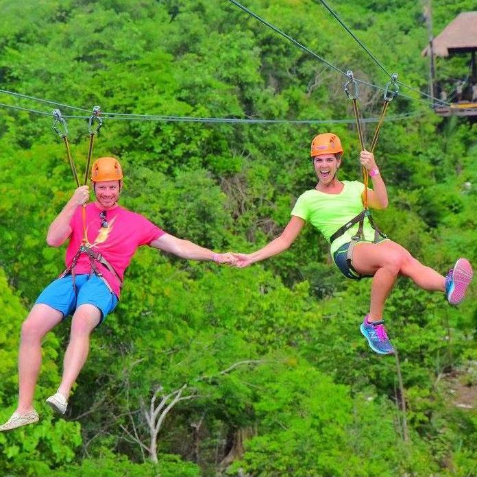 Zip-lining in Cancun