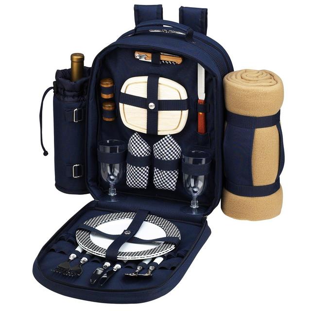 Picnic at Ascot - Picnic Backpack with Cooler - Navy