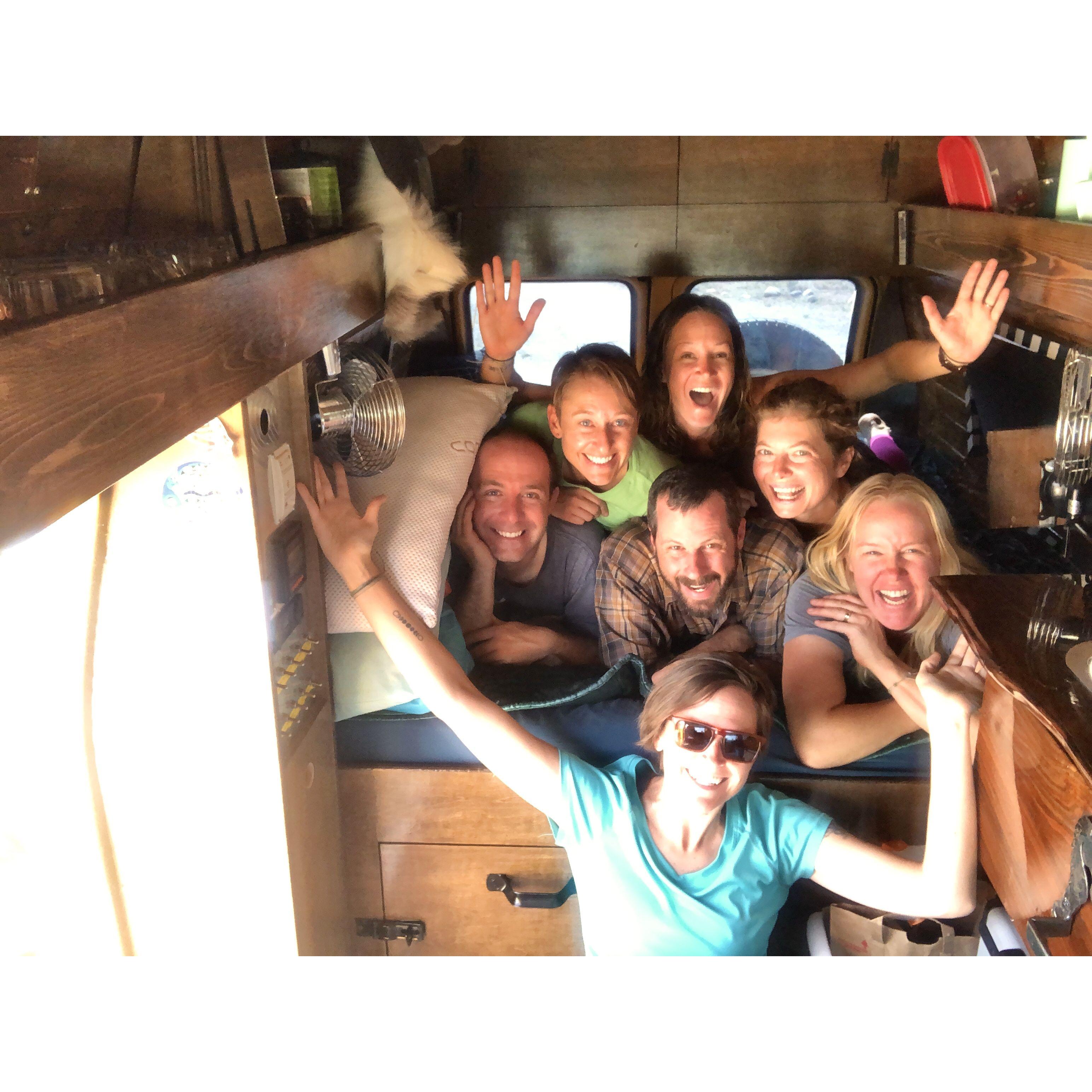 Friends in a van