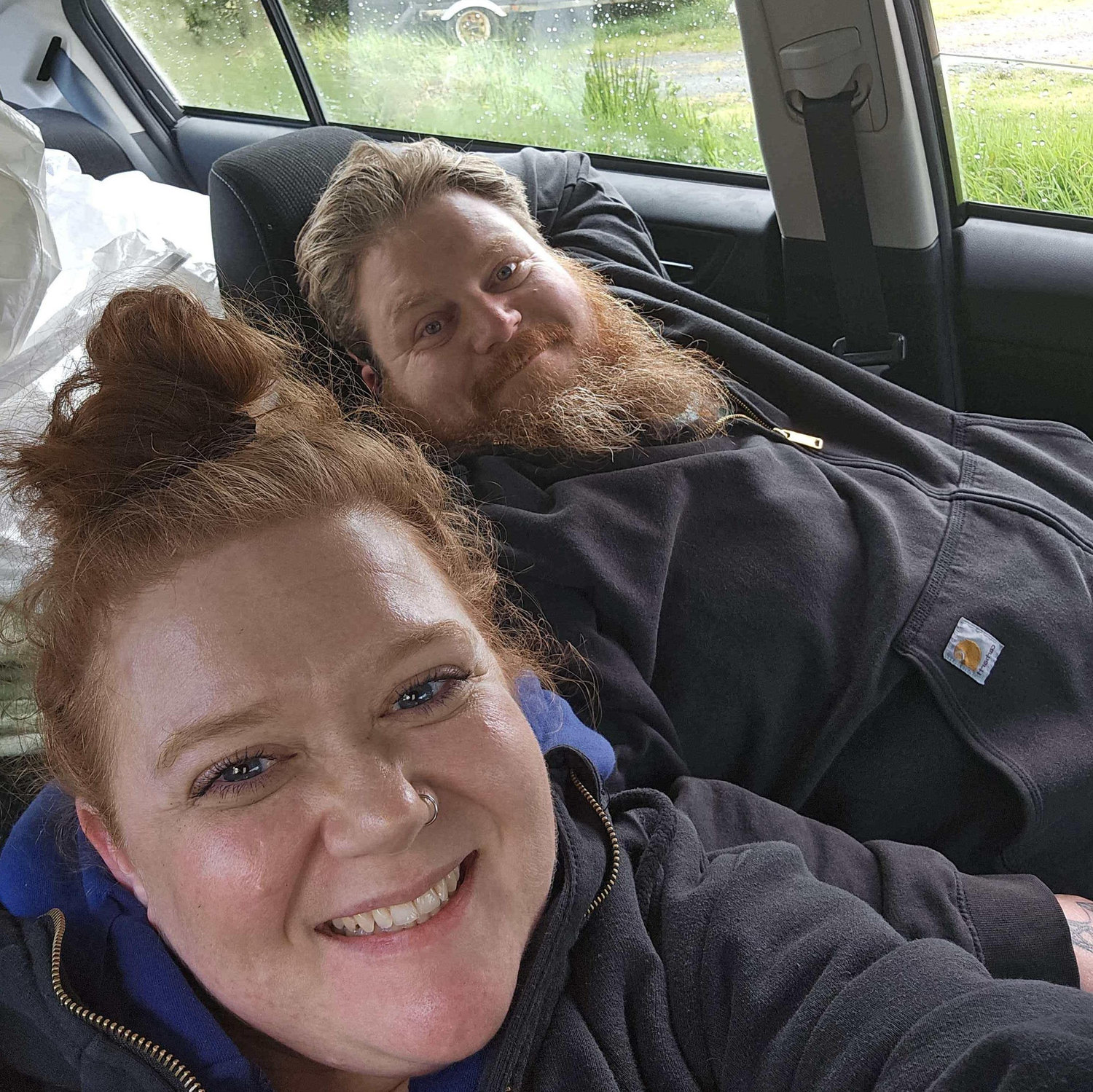 Naptime in the car while it was raining while we were camping.
