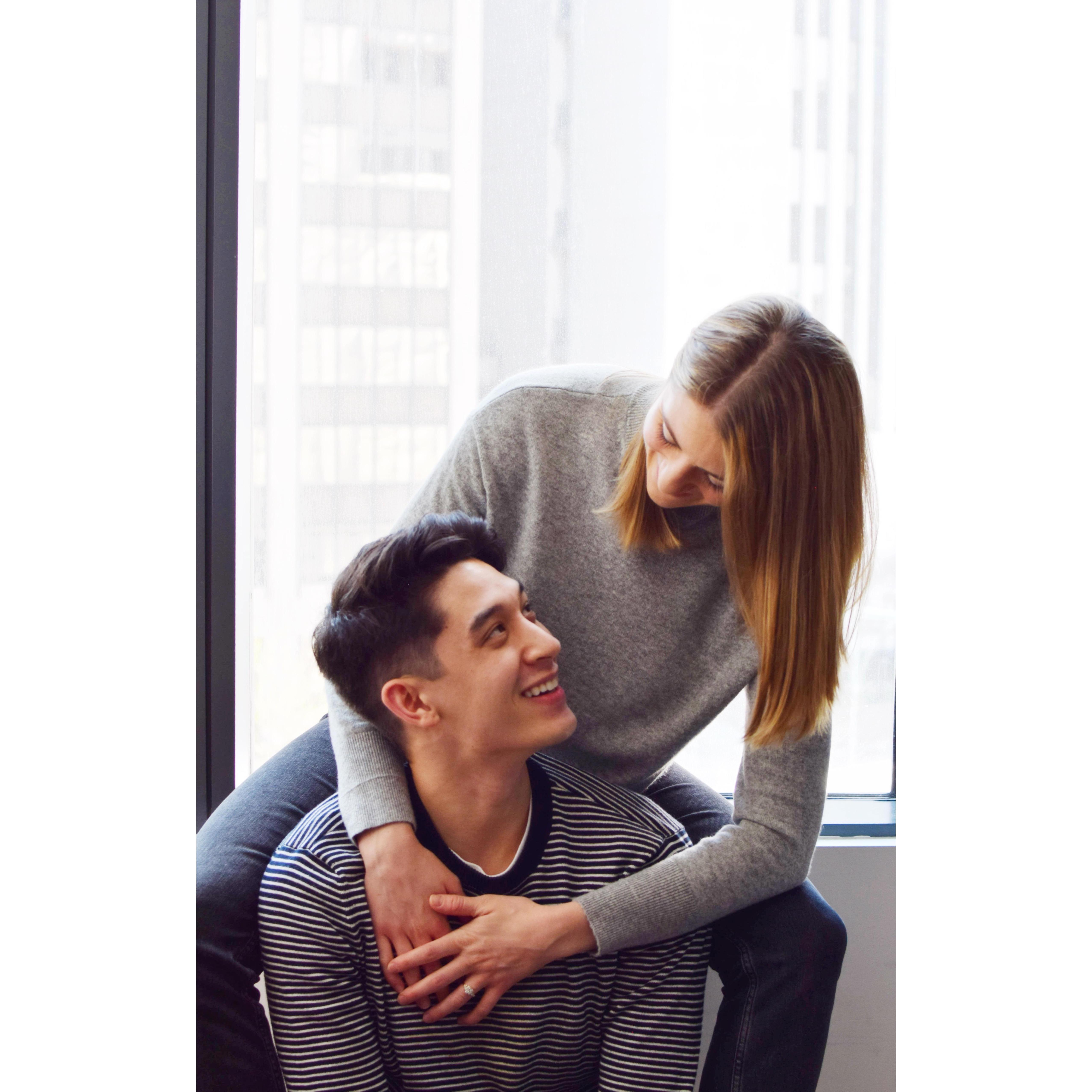 We did a DIY photo shoot at home to capture this shot. Thank goodness Matt bought that tripod!