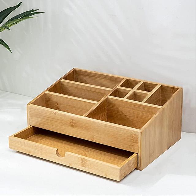 Senich Makeup Storage Cosmetic Organizer Drawer Bamboo Jewelry Beauty Skincare Makeup Tools Box Bathroom