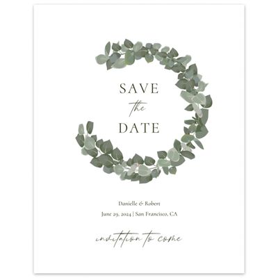 White Boho Wedding Digital Save the Date - Bransford Portrait