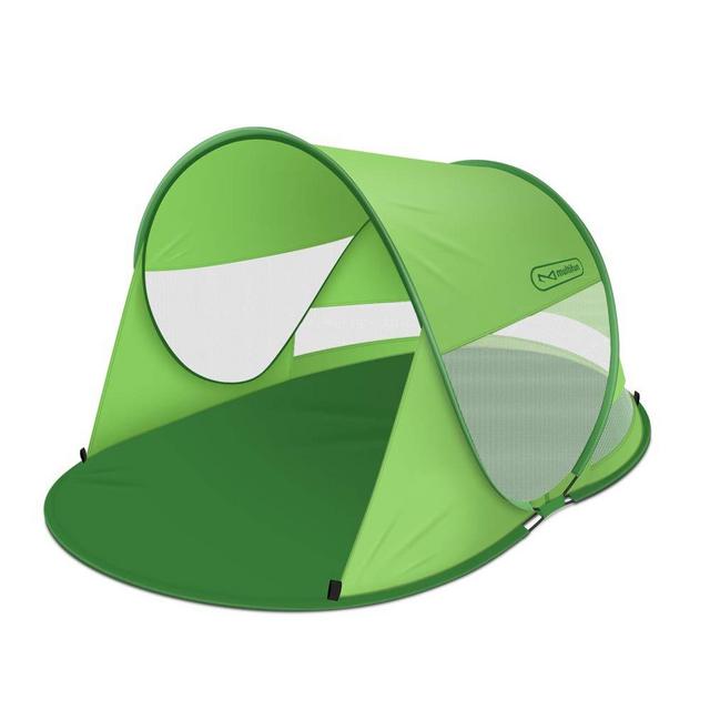 Multifun UPF 50+ Easy Pop Up Beach Tent, Large 3-4 Person Sun Shelter, Windproof Waterproof Family Beach Shade, Portable Shark Beach Tent, Instant Sunshade Cabana Canopy with Carry Bag, Sandbag,Stakes